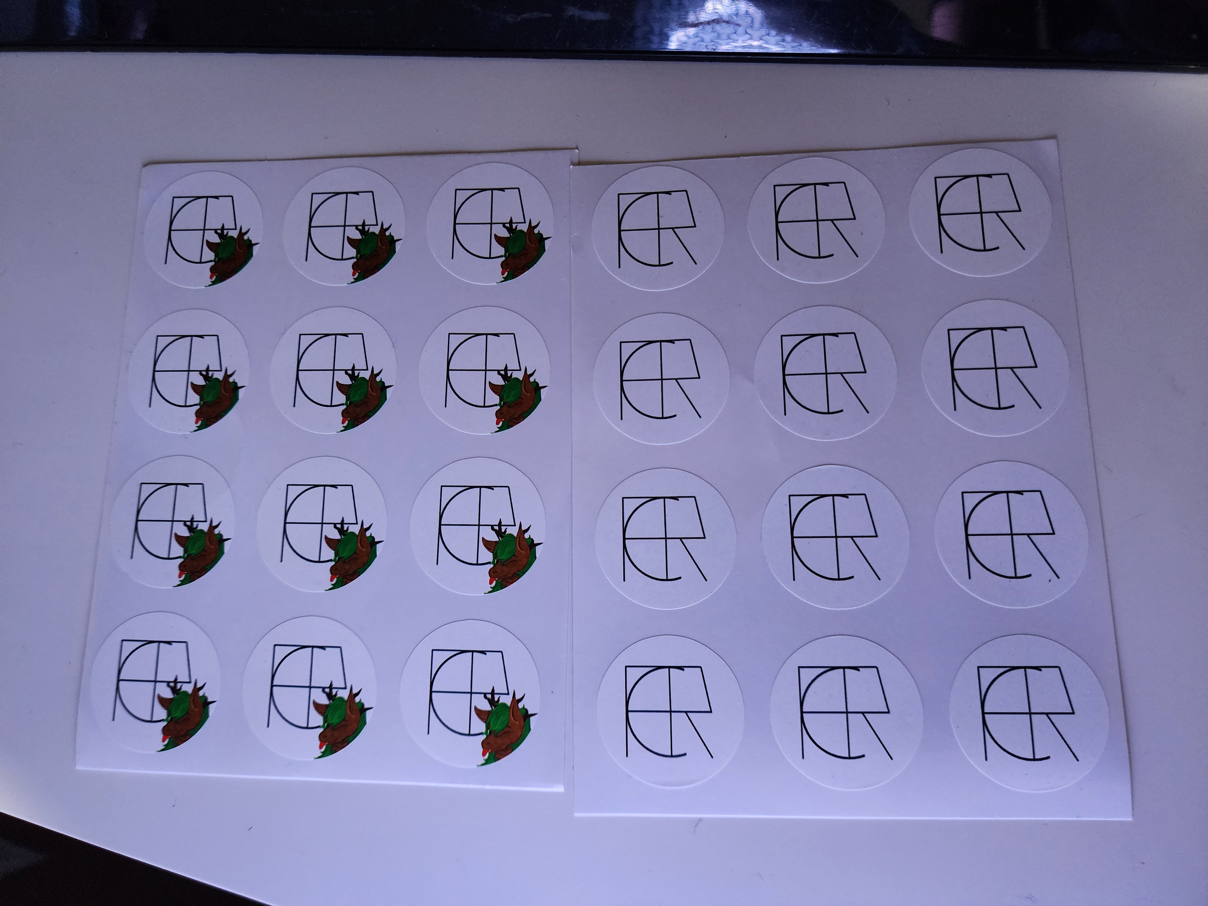 24 pack, 3cm white circular stickers from Cedar's Computer Closet