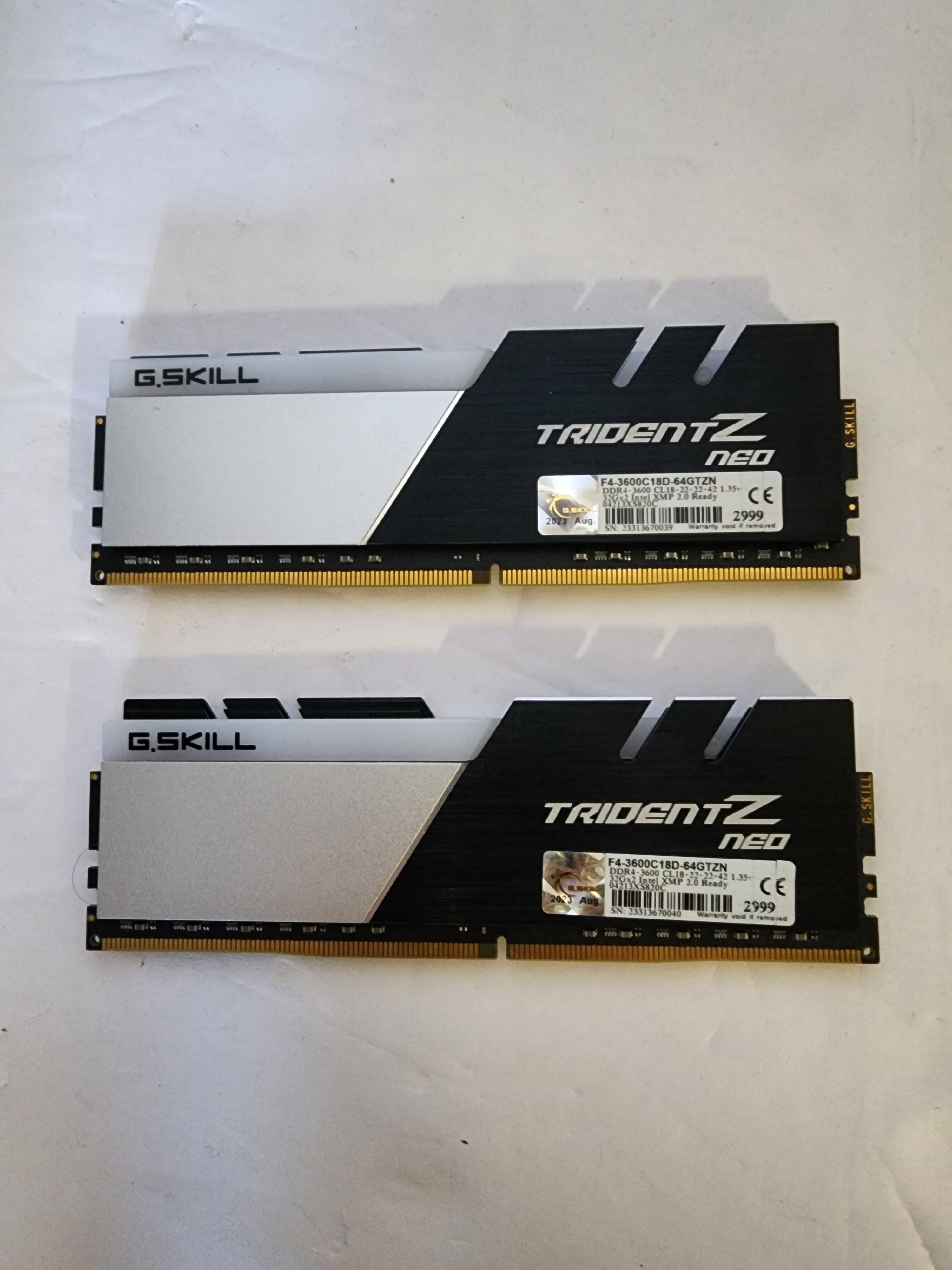 G. Skill 64GB Trident Z NEO DDR4 3600MT/S CL18 Intel XMP 2.0 Ready RAM
