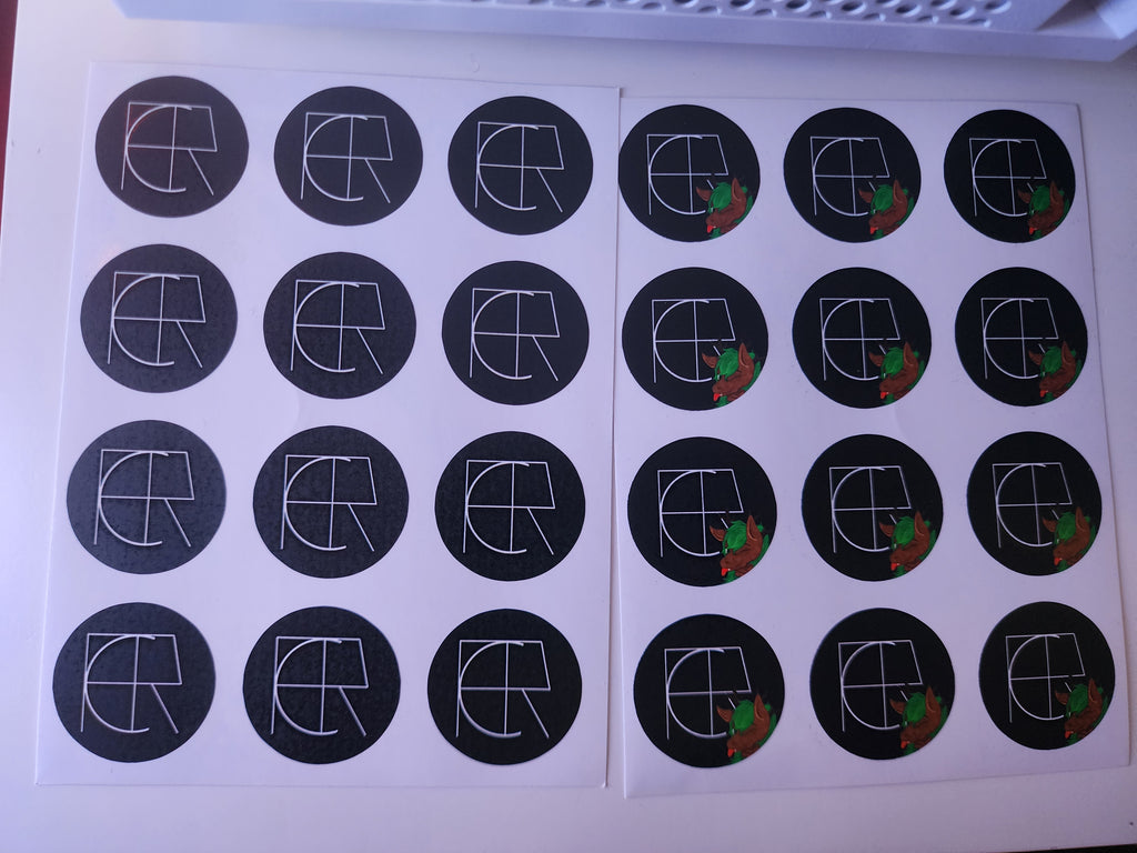 24 pack, 3cm black circular stickers from Cedar's Computer Closet